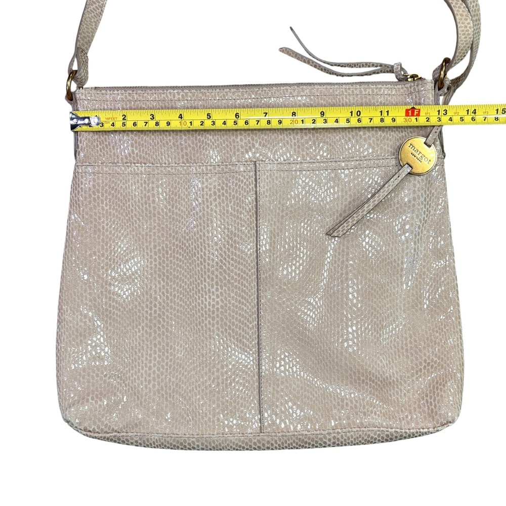 Margot New York Genuine Leather Reptile Embossed Adjustable Strap Crossbody Bag